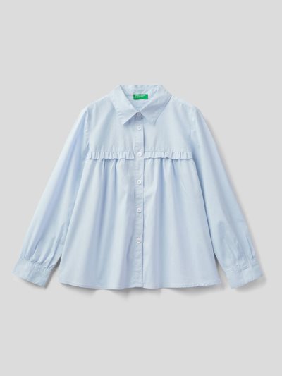 Kids' Benetton Rouches On The Yoke Shirts Sky Blue | NZ421005