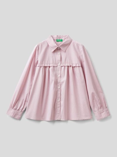 Kids' Benetton Rouches On The Yoke Shirts Soft Pink | NZ579150