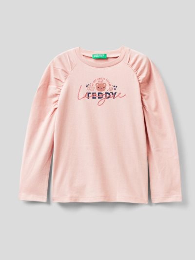 Kids' Benetton Ruffles Long Sleeve T-shirts Pastel Pink | NZ085492