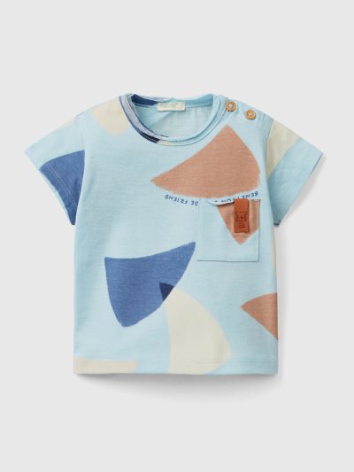 Kids' Benetton Sail Print T Shirts Light Blue | NZ319174