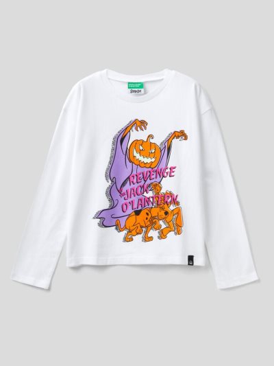 Kids' Benetton Scooby-doo Glow-in-the-dark Print Long Sleeve T-shirts White | NZ356316
