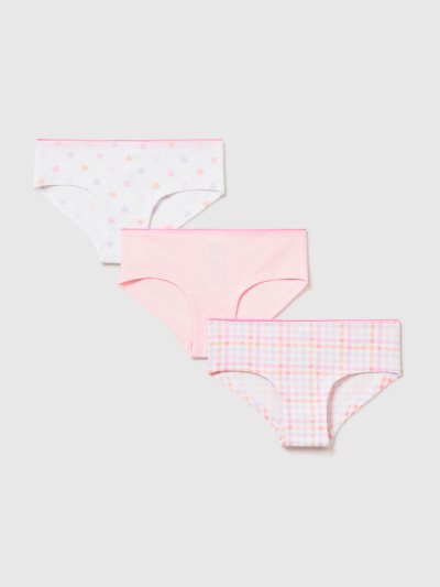 Kids' Benetton Set Of Three Pairs Of Stretch Cotton Briefs White | NZ964947