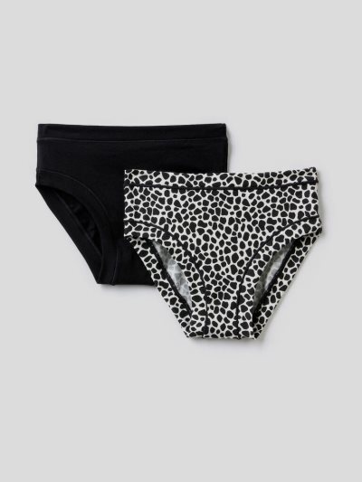 Kids' Benetton Set Of Two Pairs Of Super Stretch Organic Cotton Briefs Black | NZ096329