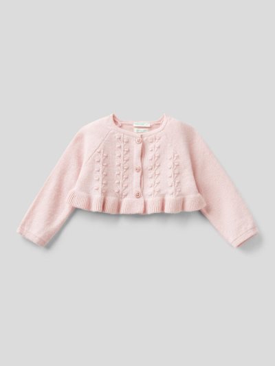 Kids' Benetton Shawl Recycled Wool Blend Sweaters Pink | NZ367170