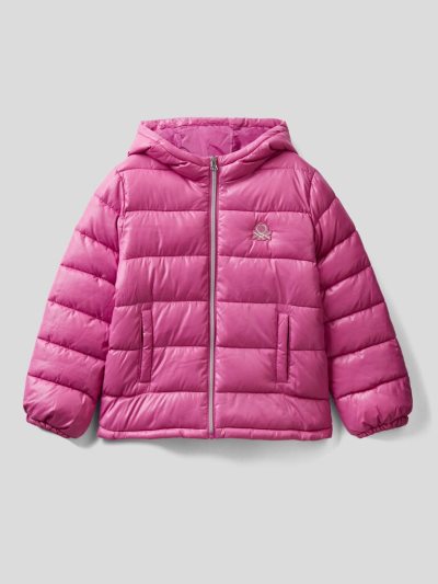 Kids' Benetton Shiny Puffer Padded Jackets Cyclamen | NZ978066