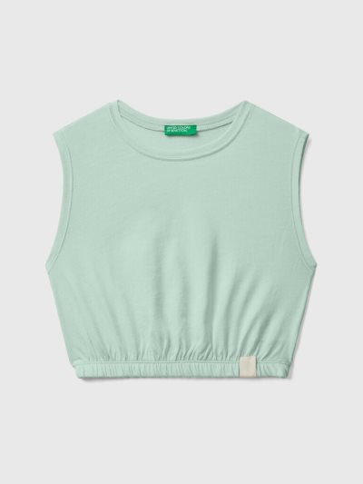 Kids' Benetton Short Recycled Fabric Tanks Green | NZ470676