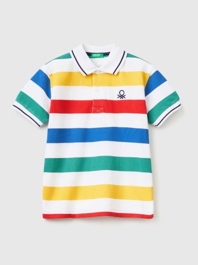 Kids' Benetton Short Sleeve Stripes Polo Shirts Multi-color | NZ547307