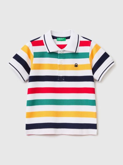 Kids' Benetton Short Sleeve Stripes Polo Shirts Multi-color | NZ926355