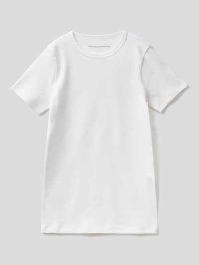 Kids' Benetton Short Sleeve Warm Cotton T Shirts White | NZ114148