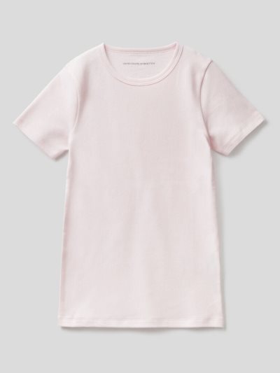 Kids' Benetton Short Sleeve Warm Cotton T Shirts Soft Pink | NZ752336