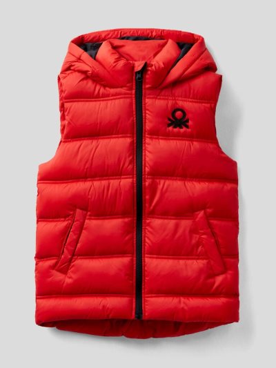 Kids' Benetton Sleeveless Hood Padded Jackets Red | NZ159310