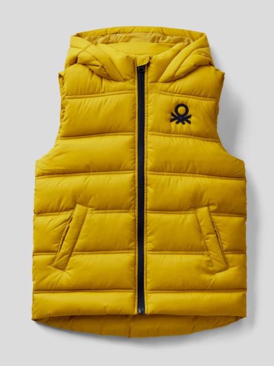 Kids' Benetton Sleeveless Hood Padded Jackets Mustard | NZ521744