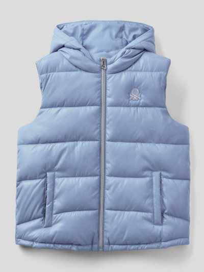 Kids' Benetton Sleeveless Puffer Zip And Hood Padded Jackets Lilac | NZ180768