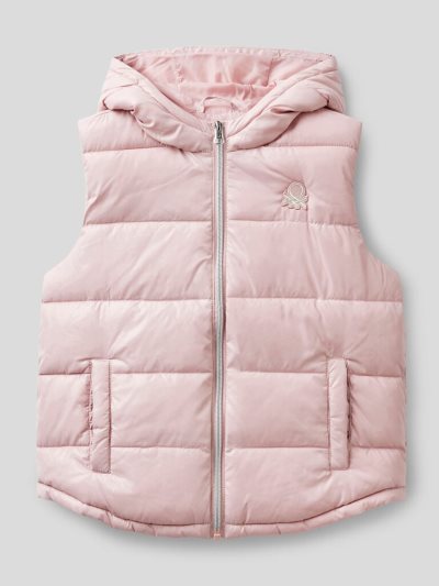 Kids' Benetton Sleeveless Puffer Zip And Hood Padded Jackets Soft Pink | NZ776547