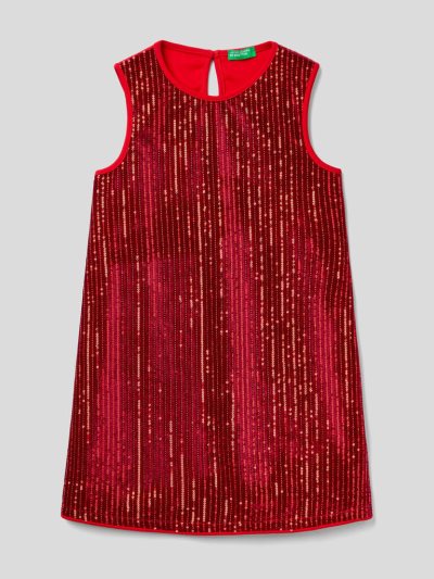 Kids' Benetton Sleeveless Sequins Dress Red | NZ096660