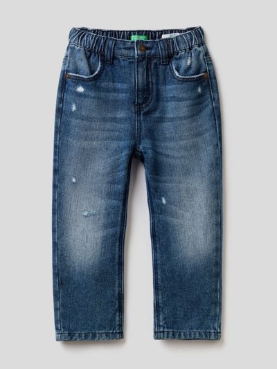 Kids' Benetton Slim Fit "Eco-recycle" Denim Jeans Dark Blue | NZ861712
