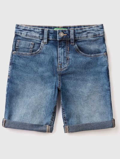 Kids' Benetton Slim Fit"Eco-recycle" Denim Bermudas Blue | NZ073606