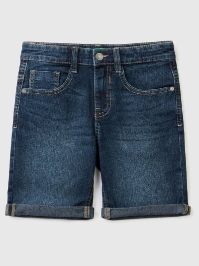 Kids' Benetton Slim Fit"Eco-recycle" Denim Bermudas Dark Blue | NZ208762