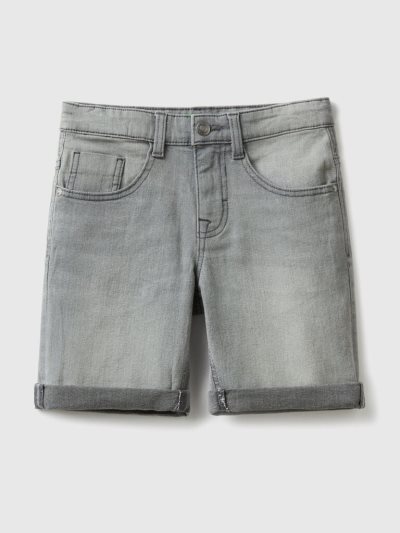 Kids' Benetton Slim Fit"Eco-recycle" Denim Bermudas Grey | NZ897918