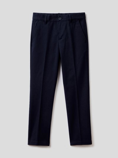 Kids' Benetton Slim Fit Flannel Trousers Dark Blue | NZ249009