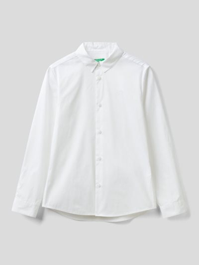 Kids' Benetton Slim Fit Long Sleeve Shirts White | NZ091122