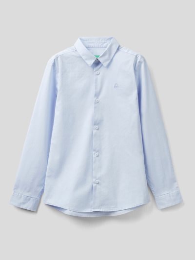 Kids' Benetton Slim Fit Long Sleeve Shirts Sky Blue | NZ441380