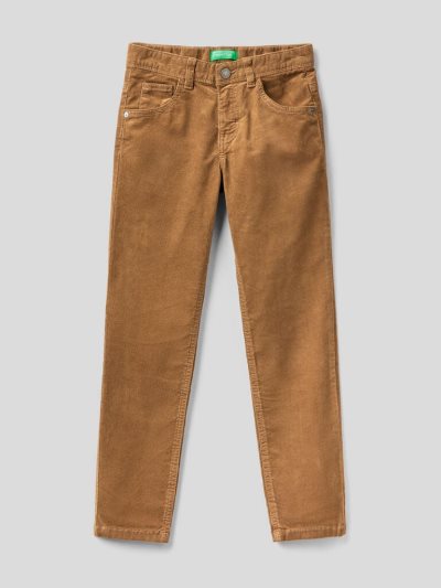Kids' Benetton Slim Fit Stretch Corduroy Trousers Beige | NZ254767