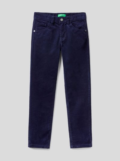 Kids' Benetton Slim Fit Stretch Corduroy Trousers Dark Blue | NZ538841