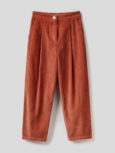 Kids' Benetton Slouchy Fit Velvet Trousers Burnt | NZ294676