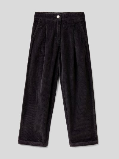 Kids' Benetton Slouchy Fit Velvet Trousers Black | NZ914379