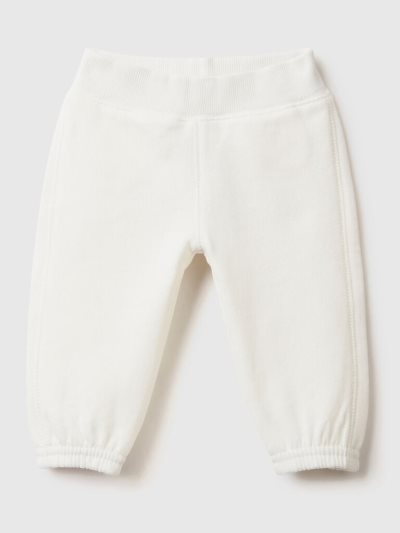 Kids' Benetton Soft Embroidery Sweatpants Creamy White | NZ454824