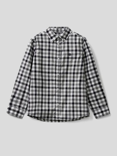 Kids' Benetton Sporty 100% Cotton Shirts Black | NZ608432