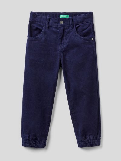 Kids' Benetton Stretch Corduroy Trousers Dark Blue | NZ996577