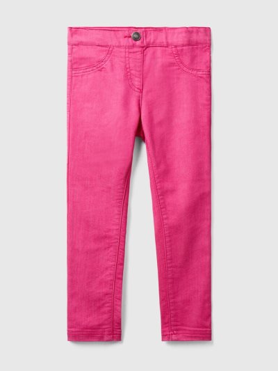 Kids' Benetton Stretch Cotton Blend Jeggings Fuchsia | NZ607769
