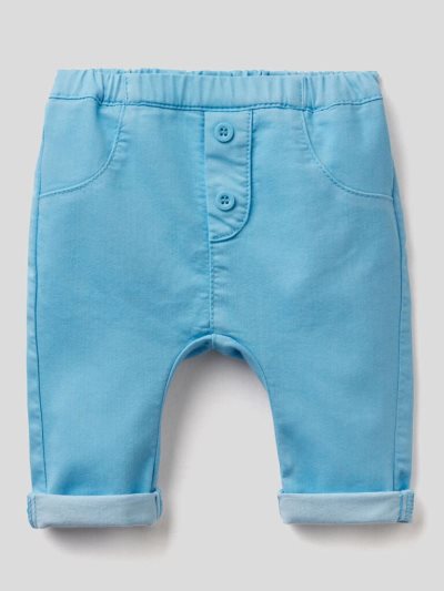 Kids' Benetton Stretch Cotton Blend Trousers Light Blue | NZ117838