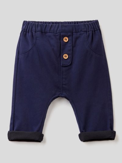 Kids' Benetton Stretch Cotton Blend Trousers Dark Blue | NZ646904