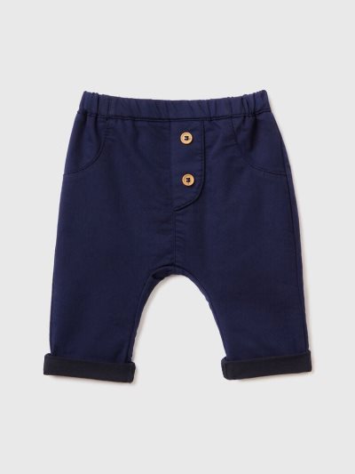 Kids' Benetton Stretch Cotton Blend Trousers Dark Blue | NZ774359