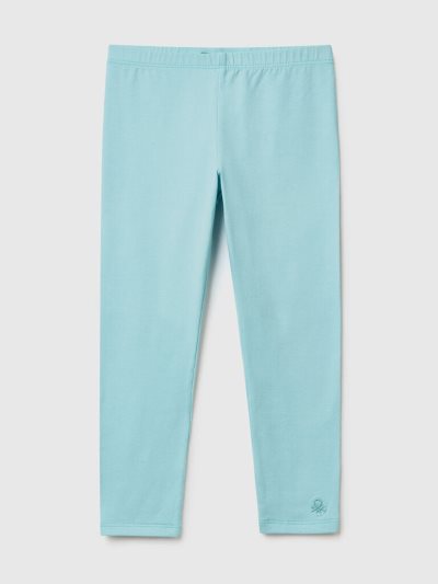 Kids' Benetton Stretch Cotton Leggings Aqua | NZ222276