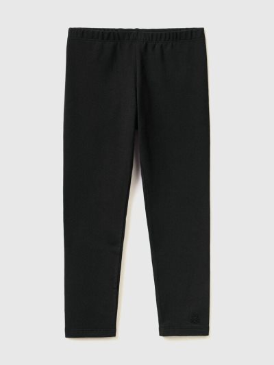 Kids' Benetton Stretch Cotton Leggings Black | NZ655239