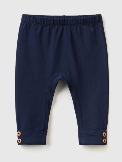 Kids' Benetton Stretch Cotton Leggings Dark Blue | NZ430106