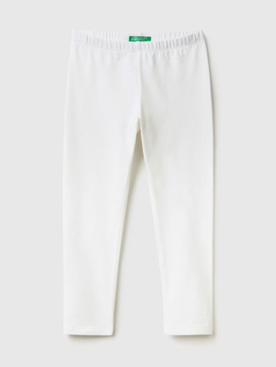 Kids' Benetton Stretch Cotton Leggings White | NZ241628