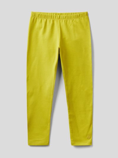 Kids' Benetton Stretch Cotton Leggings Yellow | NZ627209