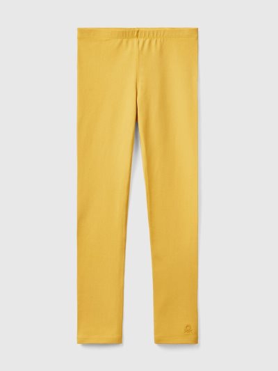 Kids' Benetton Stretch Cotton Logo Leggings Yellow | NZ251798