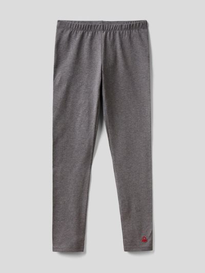 Kids' Benetton Stretch Cotton Logo Leggings Dark Grey | NZ290789