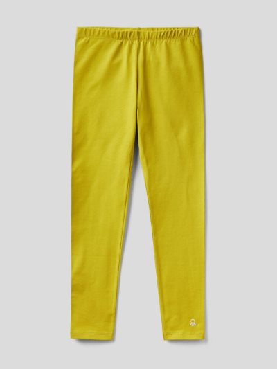 Kids' Benetton Stretch Cotton Logo Leggings Yellow | NZ356968