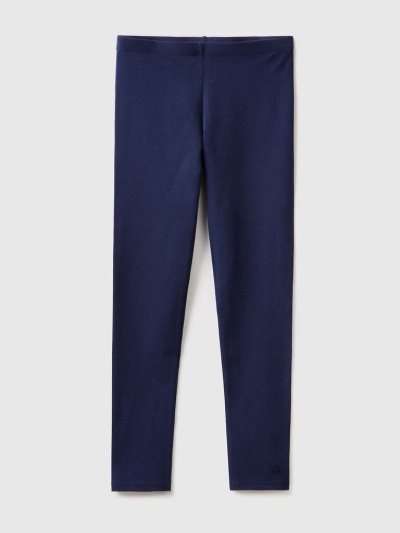 Kids' Benetton Stretch Cotton Logo Leggings Dark Blue | NZ419284