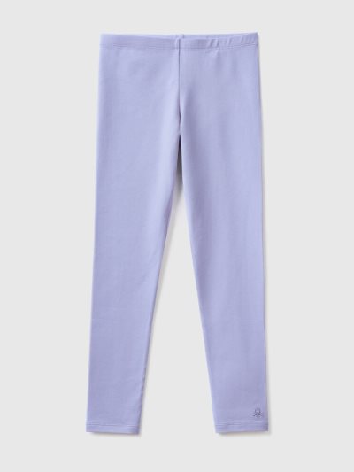 Kids' Benetton Stretch Cotton Logo Leggings Periwinkle | NZ470300