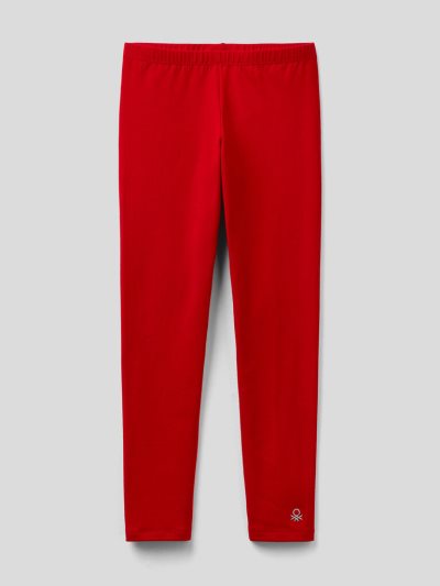 Kids' Benetton Stretch Cotton Logo Leggings Red | NZ536070