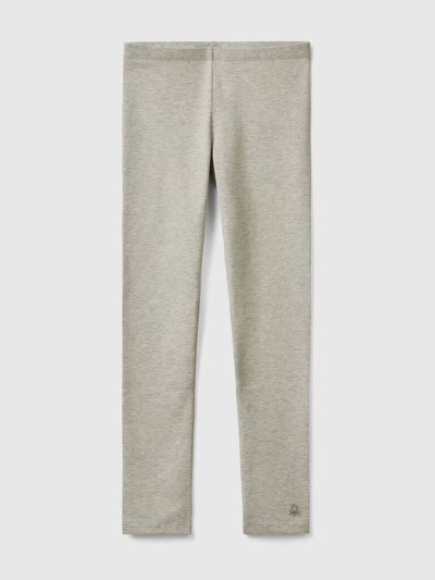 Kids' Benetton Stretch Cotton Logo Leggings Light Grey | NZ675356