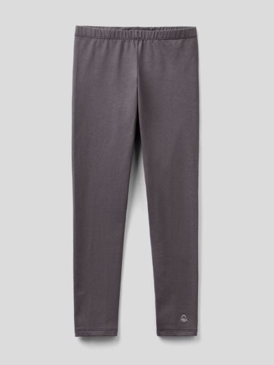 Kids' Benetton Stretch Cotton Logo Leggings Dark Grey | NZ889037